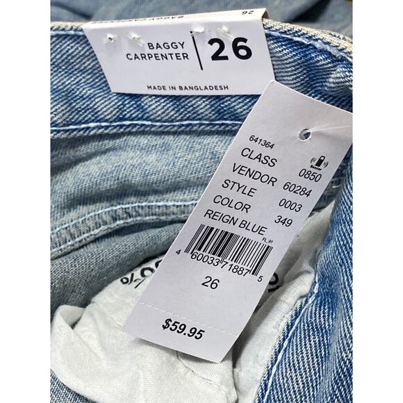 NEW Pacsun Baggy Carpenter Women's Blue Cargo Straight Denim Jeans Size 26 - Picture 5 of 5